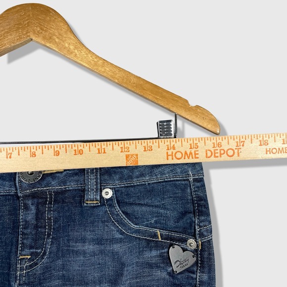 DKNY Jeans Denim Skirt Women 5 Blue Y2K Indie Sleaze Heart Charm Pencil Skirt - Picture 4 of 9